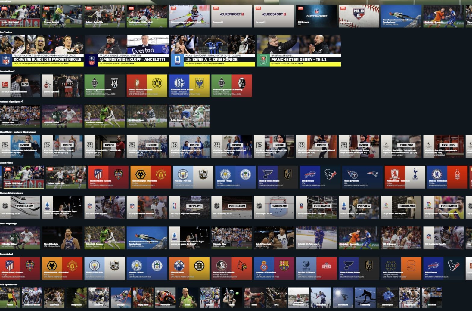 Alle DAZN Sportarten & Komplettes DAZN Programm | März 2024