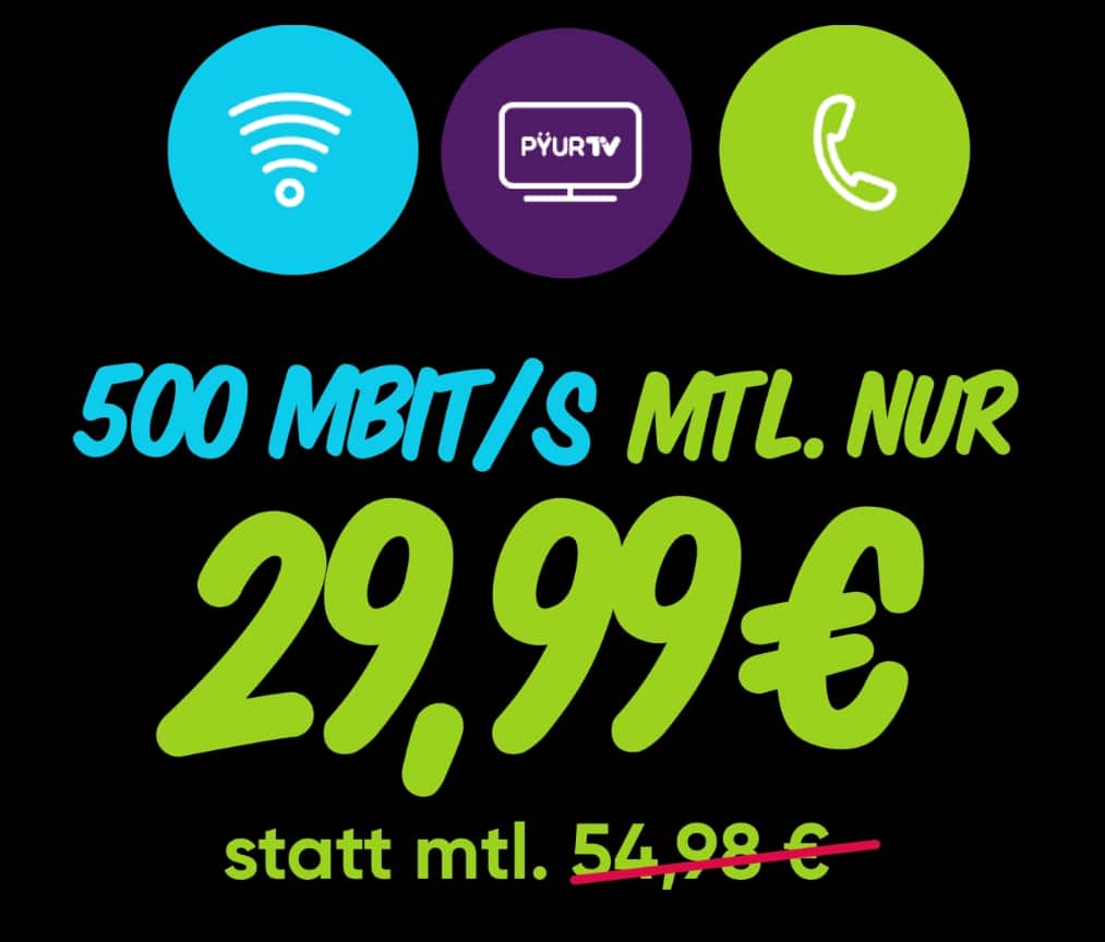 PŸUR Kombi Angebote ab 29,99€ mtl. (45% Rabatt) + HDTV gratis!